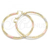 Oro Laminado Extra Large Hoop, Gold Filled Style Diamond Cutting Finish, Tricolor, 02.170.0228.2.70