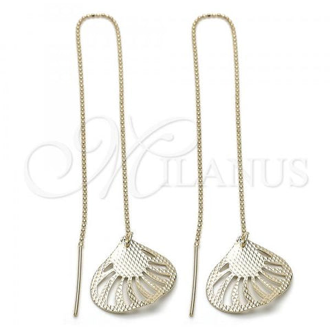 Oro Laminado Threader Earring, Gold Filled Style Leaf Design, Golden Finish, 5.113.007