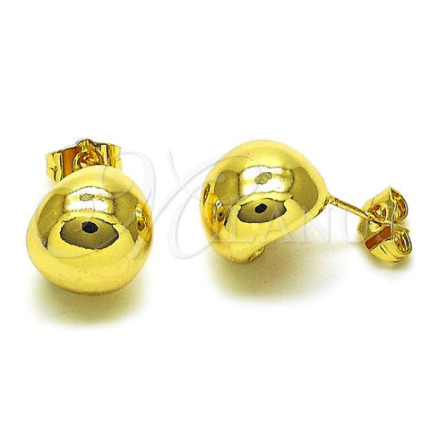 Oro Laminado Stud Earring, Gold Filled Style Chunky Design, Polished, Golden Finish, 02.195.0205