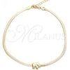 Oro Laminado Basic Anklet, Gold Filled Style Elephant and Herringbone Design, Polished, Golden Finish, 03.02.0096.10