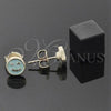 Oro Laminado Stud Earring, Gold Filled Style Smile Design, Turquoise Enamel Finish, Golden Finish, 02.64.0311 *PROMO*