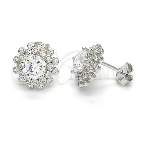 Sterling Silver Stud Earring, with White Cubic Zirconia, Polished,, 02.286.0019