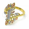 Oro Laminado Elegant Ring, Gold Filled Style San Judas Design, Polished, Tricolor, 01.253.0022.07 (Size 7)