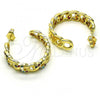Oro Laminado Medium Hoop, Gold Filled Style Pave Cuban Design, Polished, Golden Finish, 02.210.0801.1.30