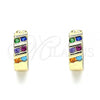Oro Laminado Huggie Hoop, Gold Filled Style with Multicolor Cubic Zirconia, Polished, Golden Finish, 02.210.0609.3.12