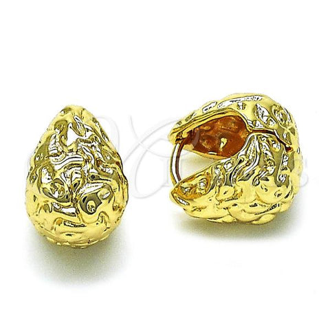 Oro Laminado Huggie Hoop, Gold Filled Style Teardrop Design, Polished, Golden Finish, 02.195.0259.15