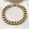 Stainless Steel Basic Bracelet, Miami Cuban Design, Polished, Golden Finish, 03.435.0003.09