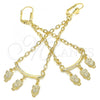 Oro Laminado Long Earring, Gold Filled Style Owl and Rolo Design, Polished, Golden Finish, 02.32.0551
