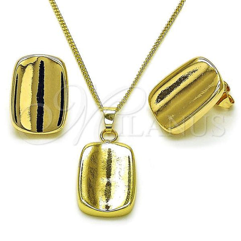 Oro Laminado Earring and Pendant Adult Set, Gold Filled Style Chunky Design, Polished, Golden Finish, 10.163.0026.1