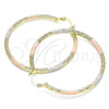 Oro Laminado Large Hoop, Gold Filled Style Diamond Cutting Finish, Tricolor, 02.213.0159.1.50