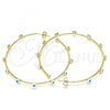 Oro Laminado Large Hoop, Gold Filled Style Evil Eye Design, White Enamel Finish, Golden Finish, 02.213.0219.1.50