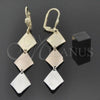 Oro Laminado Long Earring, Gold Filled Style Polished, Tricolor, 02.63.2173