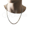 Oro Laminado Basic Necklace, Gold Filled Style Mariner Design, Diamond Cutting Finish, Tricolor, 04.319.0009.24