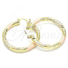 Oro Laminado Medium Hoop, Gold Filled Style Hollow Design, Diamond Cutting Finish, Tricolor, 02.170.0229.1.40