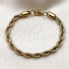 Stainless Steel Basic Bracelet, Rope Design, Polished, Golden Finish, 03.435.0006.09