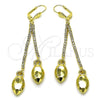 Oro Laminado Long Earring, Gold Filled Style with Cubic Zirconia, Golden Finish, 5.101.005