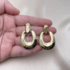 Oro Laminado Stud Earring, Gold Filled Style Chunky Design, Polished, Golden Finish, 02.163.0295