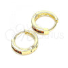 Oro Laminado Huggie Hoop, Gold Filled Style with Garnet Cubic Zirconia, Polished, Golden Finish, 02.210.0644.1.12