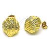 Oro Laminado Stud Earring, Gold Filled Style Chunky Design, Polished, Golden Finish, 02.163.0248