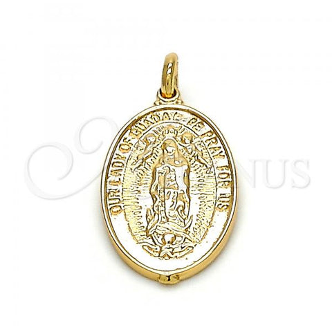 Oro Laminado Religious Pendant, Gold Filled Style Guadalupe Design, Polished, Golden Finish, 05.100.0002