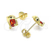 Oro Laminado Stud Earring, Gold Filled Style Dolphin Design, with Garnet Cubic Zirconia and Black Micro Pave, Polished, Golden Finish, 02.156.0438.1