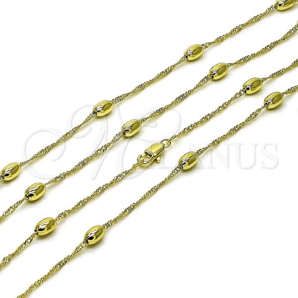 Oro Laminado Basic Necklace, Gold Filled Style Singapore and Ball Design, Polished, Golden Finish, 04.213.0282.20