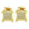 Oro Laminado Stud Earring, Gold Filled Style with White Micro Pave, Polished, Golden Finish, 02.342.0032