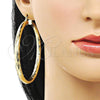 Oro Laminado Extra Large Hoop, Gold Filled Style Hollow Design, Diamond Cutting Finish, Golden Finish, 02.213.0762.70