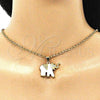 Oro Laminado Fancy Pendant, Gold Filled Style Elephant Design, White Enamel Finish, Golden Finish, 05.253.0119