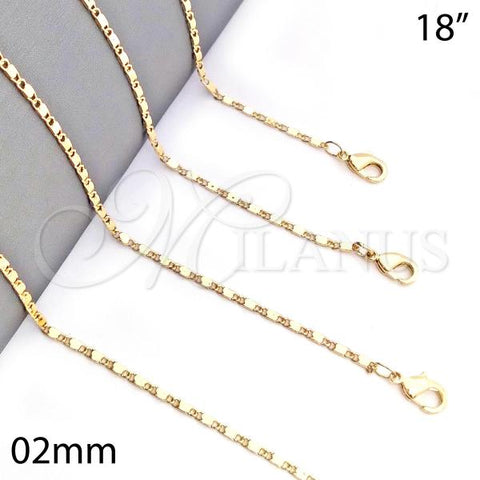 Oro Laminado Basic Necklace, Gold Filled Style Polished, Golden Finish, 04.213.0029.18