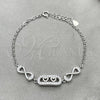 Sterling Silver Fancy Bracelet, Heart Design, with White Cubic Zirconia, Polished, Silver Finish, 03.398.0002.07