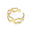 Oro Laminado Toe Ring, Gold Filled Style Heart Design, Polished, Golden Finish, 01.376.0002 (One size fits all)