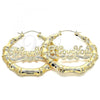 Oro Laminado Extra Large Hoop, Gold Filled Style Nameplate and Bamboo Design, Polished, Golden Finish, 02.60.0152.75