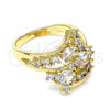 Oro Laminado Multi Stone Ring, Gold Filled Style with White Cubic Zirconia, Polished, Golden Finish, 01.221.0006.09