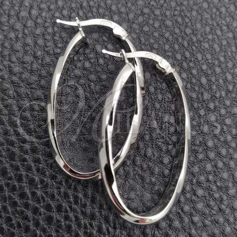 Sterling Silver Medium Hoop, Diamond Cutting Finish, Silver Finish, 02.389.0112.30