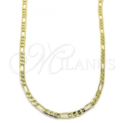 Oro Laminado Basic Necklace, Gold Filled Style Figaro Design, Polished, Golden Finish, 04.213.0142.22