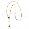 Oro Laminado Medium Rosary, Gold Filled Style Black Enamel Finish, Golden Finish, 5.212.010.18
