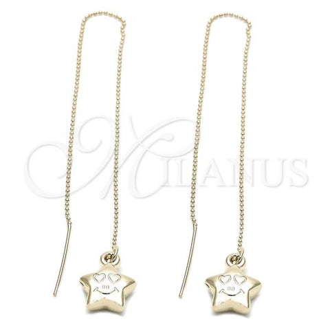 Oro Laminado Threader Earring, Gold Filled Style Star Design, Golden Finish, 5.114.008