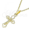 Oro Laminado Religious Pendant, Gold Filled Style Crucifix Design, Polished, Golden Finish, 05.242.0005