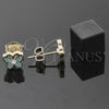 Oro Laminado Stud Earring, Gold Filled Style Butterfly Design, with White Crystal, Blue Enamel Finish, Golden Finish, 02.64.0406 *PROMO*
