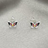 Sterling Silver Stud Earring, Butterfly Design, Black Enamel Finish, Silver Finish, 02.406.0007.02