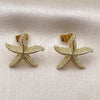 Oro Laminado Stud Earring, Gold Filled Style Star Design, Matte Finish, Golden Finish, 02.282.0069