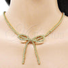 Oro Laminado Fancy Necklace, Gold Filled Style Bow Design, Polished, Golden Finish, 04.341.0123.18