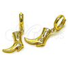 Oro Laminado Dangle Earring, Gold Filled Style Shoes Design, Polished, Golden Finish, 02.341.0253