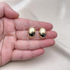 Oro Laminado Stud Earring, Gold Filled Style Polished, Golden Finish, 02.163.0302