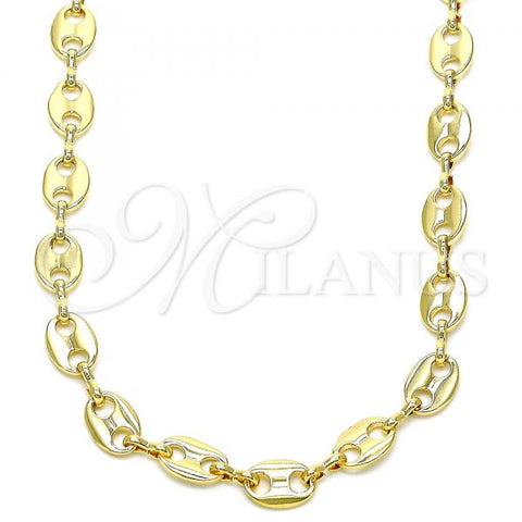 Oro Laminado Basic Necklace, Gold Filled Style Puff Mariner Design, Polished, Golden Finish, 04.326.0002.22