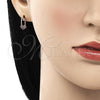Oro Laminado Stud Earring, Gold Filled Style Paperclip Design, with Ruby Micro Pave, Polished, Golden Finish, 02.310.0070