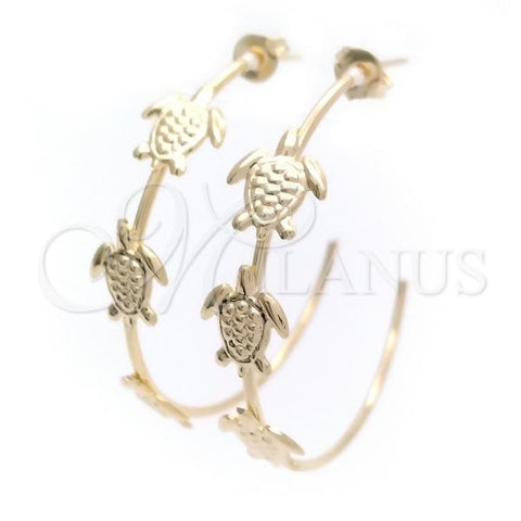 Oro Laminado Medium Hoop, Gold Filled Style Turtle Design, Polished, Golden Finish, 02.58.0058.40