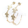 Oro Laminado Medium Hoop, Gold Filled Style Turtle Design, Polished, Golden Finish, 02.58.0058.40