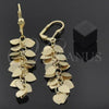 Oro Laminado Long Earring, Gold Filled Style Heart Design, Diamond Cutting Finish, Golden Finish, 5.090.015